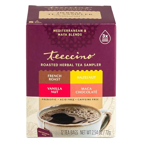 Teeccino Roasted Herbal Tea Sampler Pack - 12 Bags