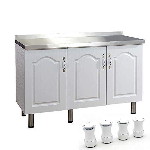 Tueascallk 3.1\"-3.5\" Adjustable Heavy-Duty Aluminum Furniture Legs, Cabinets/Tables/Chairs/Sofa Feet, with Non-Slip Transparent Rubber Base, White, Set of 4 - Thumbnail 4