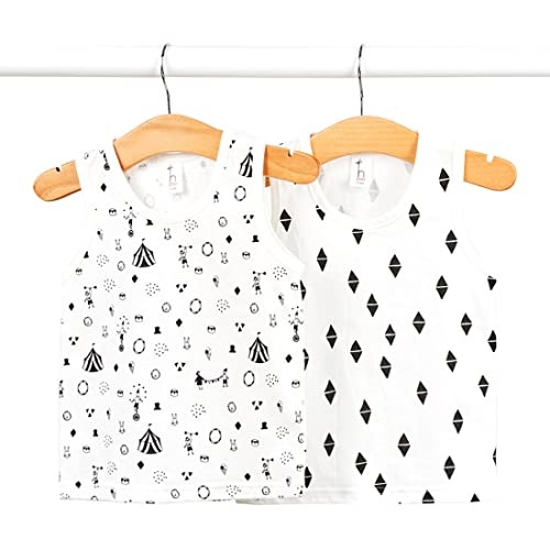 Infant Toddler Baby Boy Girl Organic Cotton Sleeveless T Shirts Tops Clothes (6M, Triangle Printed)