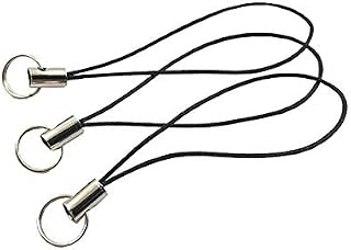 JIHUOO 100 Pieces Black Cell Phone Strap Lanyard Cellphone Charm Cords with Split Ring