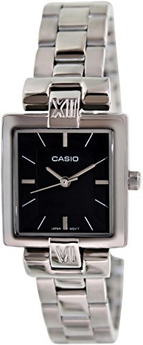 Casio Women's Core LTP1354D-1C Silver Stainless-Steel Quartz Watch with Black Dial
