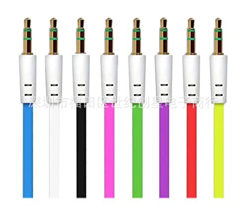 Davitu Cables, Adapters & Sockets - by DHL 1000pcs Top noodle Aux Stereo 3.5mm 1 m Car Male to M AUX AUXILIARY sound Stereo Audio Data Cable MP3 - (Color Name: Green)