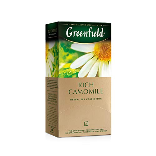 Greenfield Rich Camomile Herbal Tea Fruit & Herbal Collection 25 Teabags The Execptional Freshness Of Tea Is Guranteed By The Special Foil Sachet #TOP3