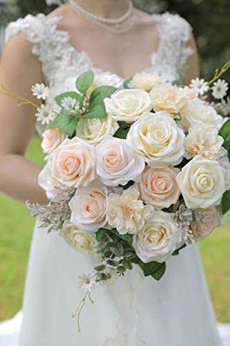 Yyhuawu Champagne Artificial Flowers Box Set Gradient Color Foam And Silk Fake Flowers With Stems For Diy Wedding Bridesmaid Bridal Bouquets Centerpieces Party Home Decoration #TOP1