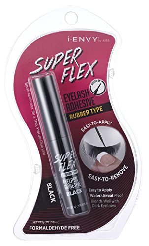KISS iENVY Super Flex Brush Eyelash Adhesive for Strip Lashes Rubber Type Lash Glue (Black)