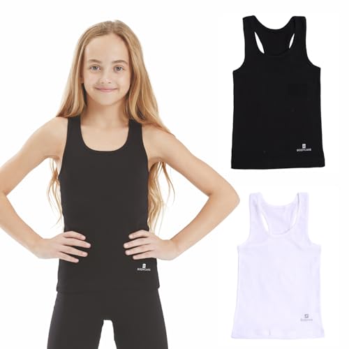 Image of BODYCARE Girl's Super Combed Cotton Spandex Regular Fit Camisole with Slip Soft & Comfortable Skin Friendly Innerwear Vest | Pack of 2