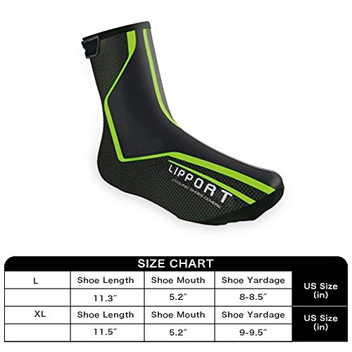 Lipport Waterproof Cycling Shoe Covers Winter Road Bike Overshoes Thermal Warm Shoes Cover for Men Women, MTB Bicycle Booties (Green, XL) - Thumbnail 4