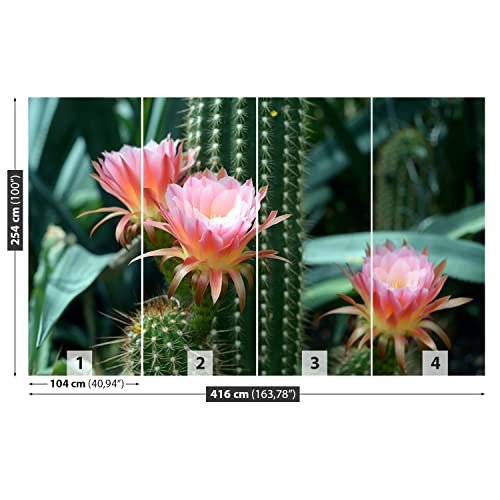 Papier peint cactus fleuri moderne décoration murale grand format 416x254cm Tulup