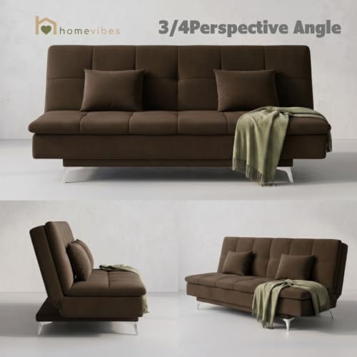 Image of Velum 3 Seater Sofa for Living Room & Office | Premium Fabric Upholstery | Solid Wood Frame | Comfortable Seating | 3 Years Warranty (Dark Brown, Sofa Cum Bed)