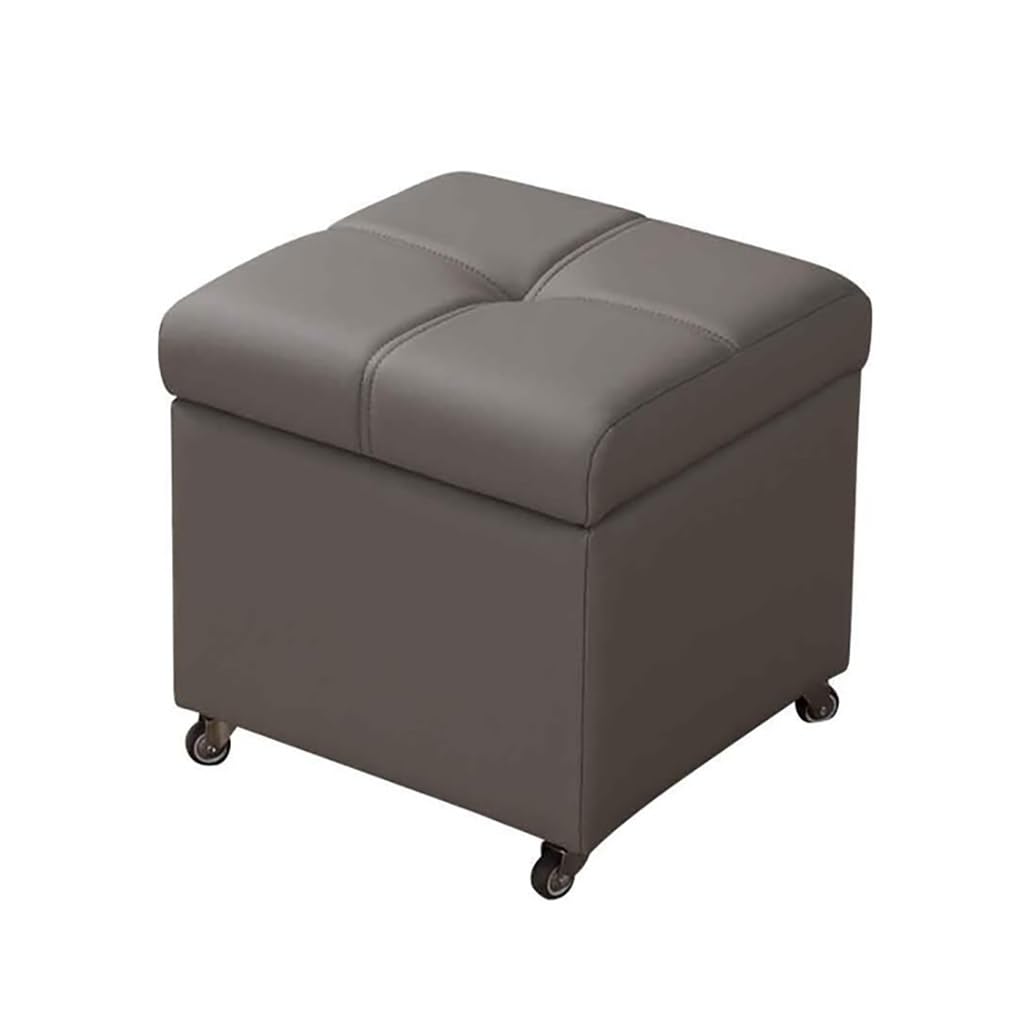 Sitzbank Mit Stauraum Sitzhocker Klein Sitztruhe Belastbar Bis 150 Kg Rollen Sitztruhe Für Wohnzimmer Flur Schlafzimmer Esszimmer(Medium Grey,32cm/12.6in)