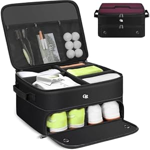 Odor-Absorbing 2-Layer Golf Trunk Organizer with Activated Carbon Fabric – Water-Resistant Golf Shoe Bag for Shoes Balls Tees Clothes Gloves Golf Accessories, Fathers Day Dad Gifts for Men