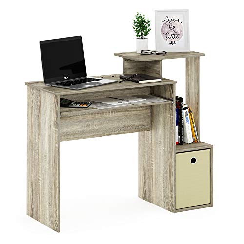 Image of Furinno Econ Multipurpose Home Office Computer Writing Desk, Sonoma Oak /Ivory