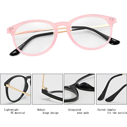 Image of Kursan Non Prescription Clear Lens Fake Glasses for Women Men Retro Round Plastic Frame Eyeglasses