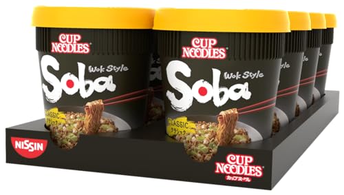 Nissin Cup Noodles Soba Cup Classic 8er Pack Wok Style Instant-Nudeln japanischer Art mit Yakisoba-Sauce und Gemüse schnell im Becher zubereitet asiatisches Essen (8 x 90 g)