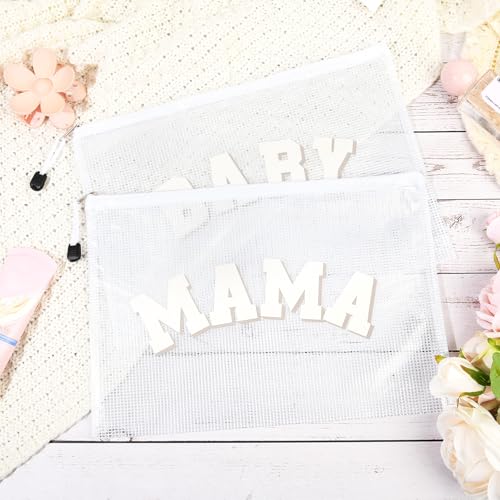 2 Pcs Mama Bag Mom Baby Toiletry Bag Mama Gifts Clear Clear Diaper Pouches Pregnancy Hospital Duffle Organizing Pouches with Zipper Women Her New Mom2