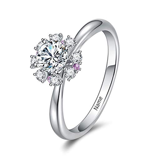 SISGEM 1.45 Carat(CTW) Moissanite Wedding Ring for Women,10K 14K 18K Real Gold Engagement Ring With Engraved Name,Size 5-11