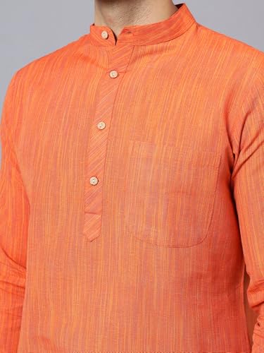 Image of LATEST CHIKAN Men's Cotton Long Kurta Full Sleeves - Casual Ethnic Wear