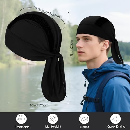 GUIZIYAO Gorro de bandana para hombre, Gorra para Bicicleta, pañuelo para la Cabeza, Bandana Ciclismo, para Deportes al Aire Libre, Motocicleta,Senderismo (Negro, Talla única) - imagen 2