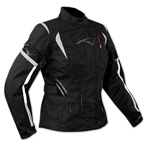 A-Pro Textiljacke Motorrad Damen Protektoren Thermofutter Wasserdicht Schwarz M