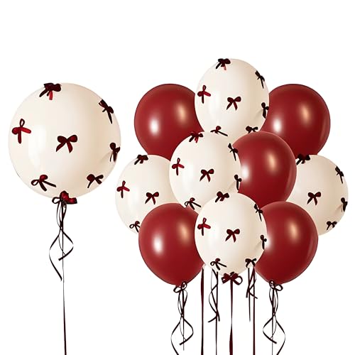 Red Bow Party Decorations Wine Red Bow Balloons BoBo Balloons for Coquette Bow Party Women Birthday Decor Bridal Shower Bridal Engagement Party Bachelorette Party Decorations