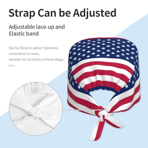 Image of Working Cap Scrub Cap with Sweatband Adjustable Unisex Women Tie Back Hat Nurse Surgical Caps