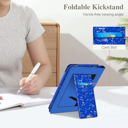 Image of Fintie Case for 7 inch /6.8 inch Kindle Paperwhite(12th /11th Generation-2024 /2021) and Kindle Colorsoft Signature Edition -Slim Foldable Stand Cover Auto Wake /Sleep for Paperwhite 2024, Constellation Blue