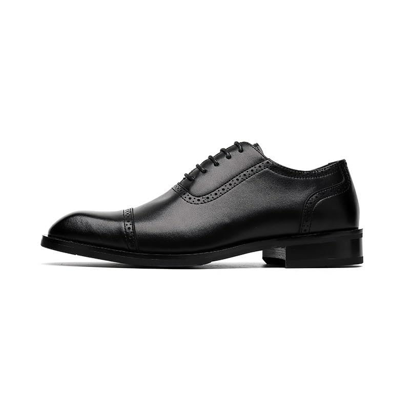 Men Oxford Shoes French Leather Wingtip Working Anti-Slip Slip Resistant Rubber Sole Shoe Lace-up Prom2