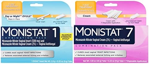 Monistat 1-Day Yeast Infection Treatment | Ovule + Itch Cream Combination Pack and Monistat 7-Day Yeast Infection Treatment | Cream + External Itch Relief Cream