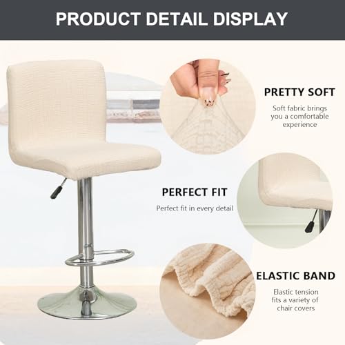 Image of Chair Covers Bar Stool Cover 2pc Bar Chair Cover Swivel Bar Stool Slipcover | Stretch Counter Height Bar Stool Cover High Back Chair Cover Counter Stool Bar Chair Covers for Kitchen Pub Dining Room,38
