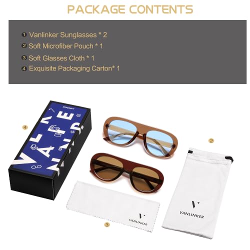 Image of VANLINKER Oversized Retro Aviator Sunglasses for Women Men Chic 70s Vintage Style Trendy 2026 Chunky Sun Glasses VL9865