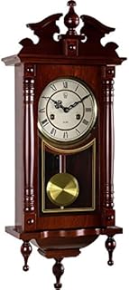 STILISTA Maxstore Retro Vintage mechanische Wanduhr Orpheus Mahagoni, 75 cm x 29,5 cm x 15 cm, Regulator, Pendeluhr antik Holz