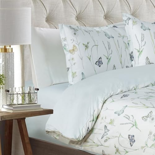 Majestic Giftware Madison Linen 4-Piece 44" Twin Size Bedding Set (BL501-44T-4-4pc Set), Seagate Spring - Aqua 300 Thread Count Cotton Sateen | 1 Fitted Sheet, 1 Duvet, 2 Pillowcases
