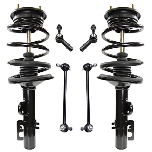 Image of Detroit Axle - AWD Front 6pc Struts Kit for 05-07 Ford Five Hundred Mercury Montego, 2 Struts & Coil Spring 2 Sway Bar Links 2 Outer Tie Rods 2005 2006 2007 Replacement Suspension