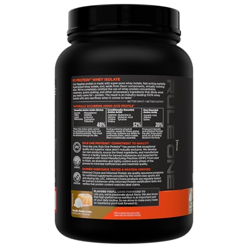 Image of Rule 1 Proteins R1 Protein Whey Isolate, Vanilla Butter Cake, 22 Servings | 25g of Protein from Whey Isolates and Hydrolysate isolates for Workout Recovery and anytime use