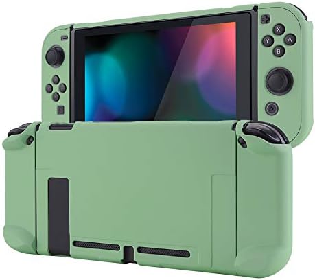 eXtremeRate PlayVital Back Cover for Nintendo Switch Console, NS Joycon Handheld Controller Separable Protector Hard Shell, Customized Dockable Protective Case for Nintendo Switch – Matcha Green
