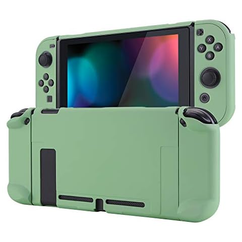 eXtremeRate PlayVital Back Cover for Nintendo Switch Console, NS Joycon Handheld Controller Separable Protector Hard Shell, Customized Dockable Protective Case for Nintendo Switch - Matcha Green Cover