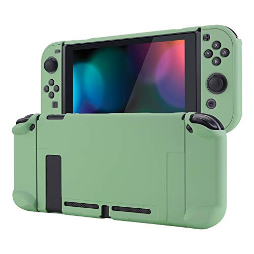eXtremeRate PlayVital Back Cover for Nintendo Switch Console, NS Joycon Handheld Controller Separable Protector Hard Shell, Customized Dockable Protective Case for Nintendo Switch – Matcha Green