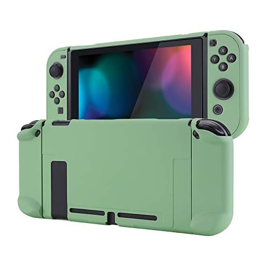 eXtremeRate PlayVital Back Cover for Nintendo Switch Console, NS Joycon Handheld Controller Separable Protector Hard Shell, Customized Dockable Protective Case for Nintendo Switch - Matcha Green