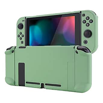 eXtremeRate PlayVital Back Cover for Nintendo Switch Console, Joy-Con Handheld Controller Separable Protector Hard Shell, Dockable Protective Case - Matcha Green (NOT for Switch 2)