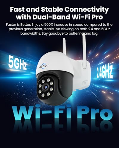 Hiseeu 4K 8MP Security Camera Outdoor, Wireless Home Security Camera with Pan & Tilt, WiFi Pro 2.4/5GHz, Auto Tracking, Color Night Vision, Two Way Audio, IP66, Plug in, No Subscription thumbnail 5