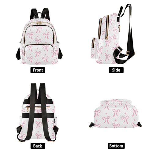 Image of Bow Quilted Backpack Purse for Women Fashion Small Backpack M | Shoulder Bag Travel Casual Daypack