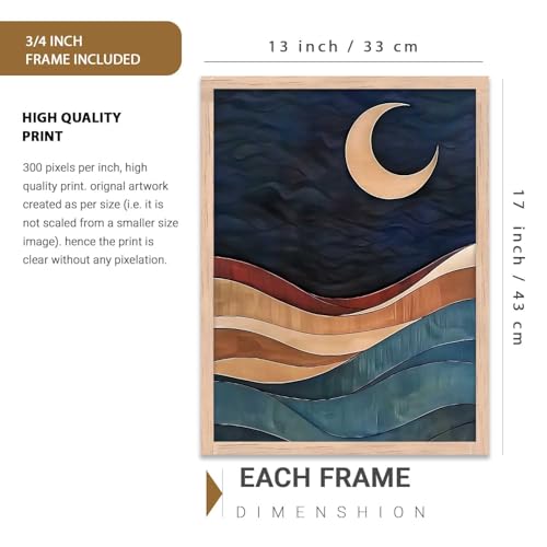 Image of kotart Boho Art Home Decoration Painting | Paintings With Frame For Living Room Bed Room Hotel Wall Decor Digital Reprint Set of 3 (13X17 inch)