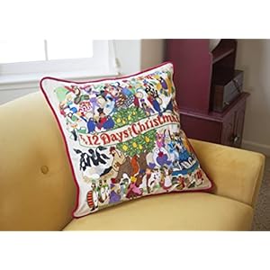 Catstudio 12 Days of Christmas Embroidered Pillow, Winter Holiday Decorative Throw Pillow with Original Artwork - Perfect for Christmas Decorations or Holiday Home Decor Catstudio 12 Days of Christmas Embroidered Pillow Winter Holiday Decorative Throw Pillow with Original Artwork Perfect for Christmas Decorations or Holiday Home Decor