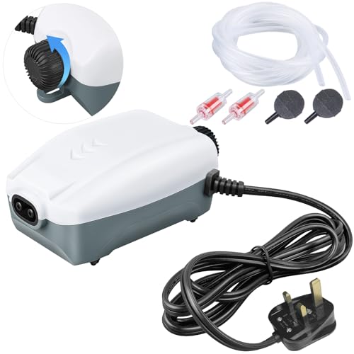 HITOP Whisper Aquarium Air Pump with Accessories Dual-Outlet Fish Tank Oxygen Pump Adjustable Aerator for Fish Tank 30L to 400 Litres