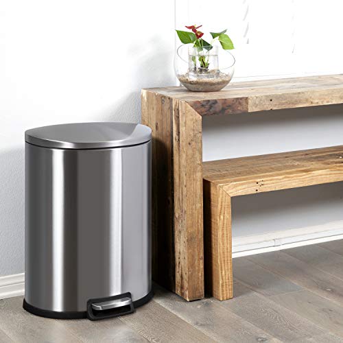 NINESTARS AMZ-SOT-50-3 Step-on Trashcan, 13 Gal, STAINLESS STEEL