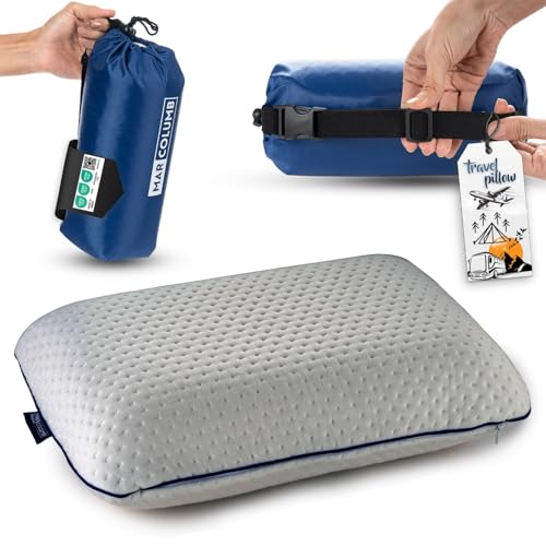 alkamto Reisekissen-Campingkissen-ergonomisches Memory-Schaum-Kissen mit temperaturregulierendem Bezug-Oeko-TEX Made IN Green