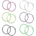 Cocadant 6 Pairs 80s Big Hoop Earrings Set for Women Girls Black,White,Red,Purple,Green,GreenYellow Colored Neon Hoop Earrings(60mm/2.36inch)