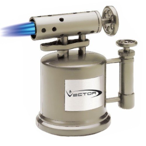 Vector Tri Pump Table Top Cigar Torch Lighter Nickel Satin TRIPUMP