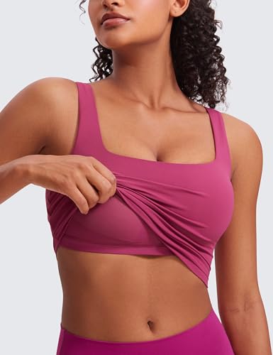Image of CRZ YOGA Butterluxe Square Neck Crop Tank Top | Light Support, Removable Pads, Yoga, Extremely Soft, Wide Straps, Longline Sports Bras for Women