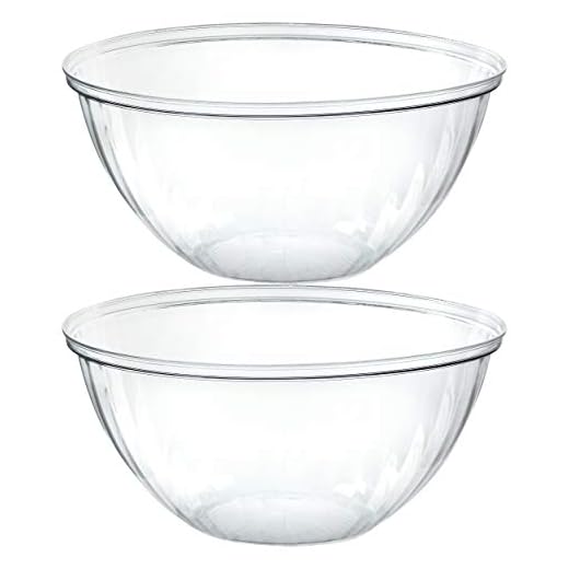 PLASTICPRO Disposable Round Crystal Clear Serving Bowls, Party Snack or Salad Bowl, Plastic Clear Chip Bowls, Party Snack Bowls, Candy Dish, Salad (2, 48 OUNCE)